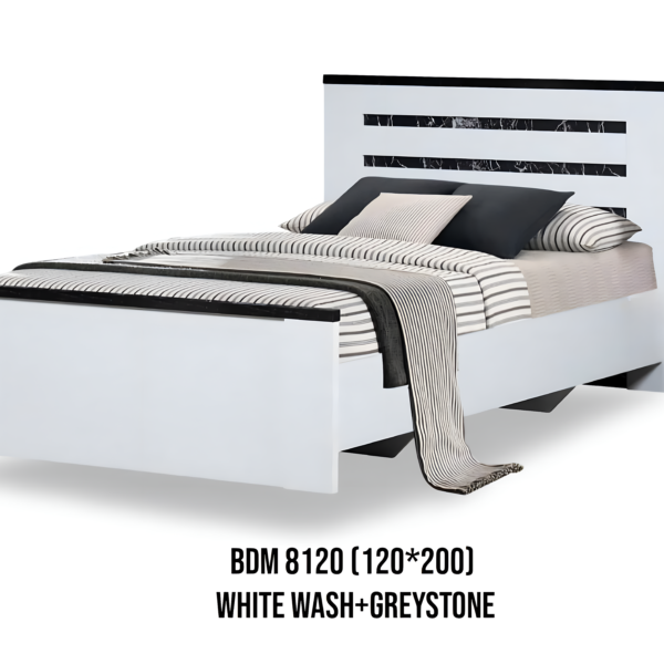 BDM 8120 Single Bed – White Wash & Greystone