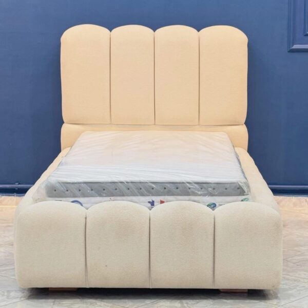 Cream Upholstered Bed with Scalloped Headboard 200*120