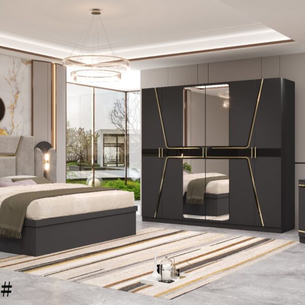Black & Gold Bedroom Set Model 819