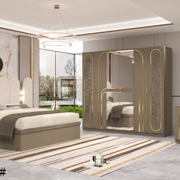 Taupe & Gold Bedroom Set Model 815