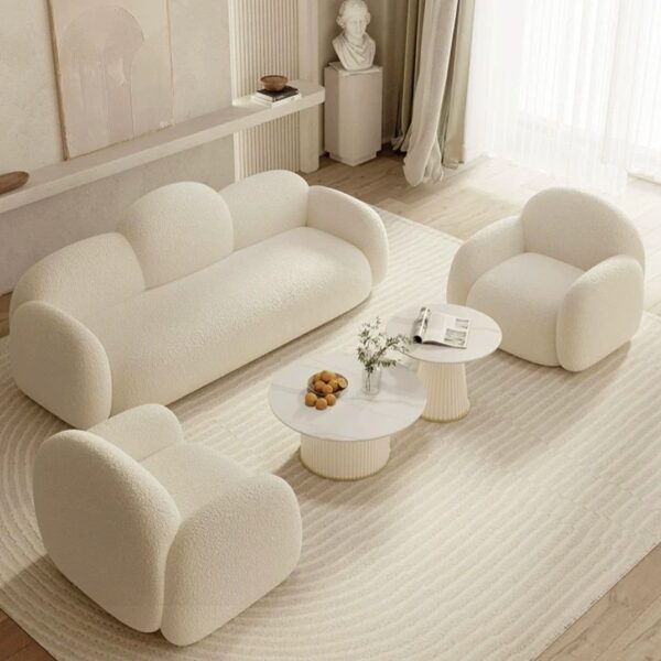 Cream Bouclé-Style Sofa Set 3+1+1